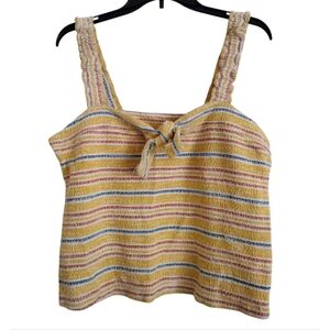 Madewell Texture & Thread Striped Yellow Tie Front Top Size XL